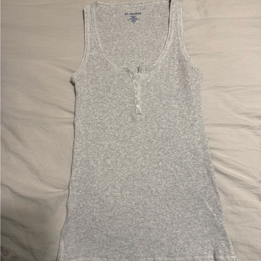 St George/Brandy Melville Light Gray HenleyTank